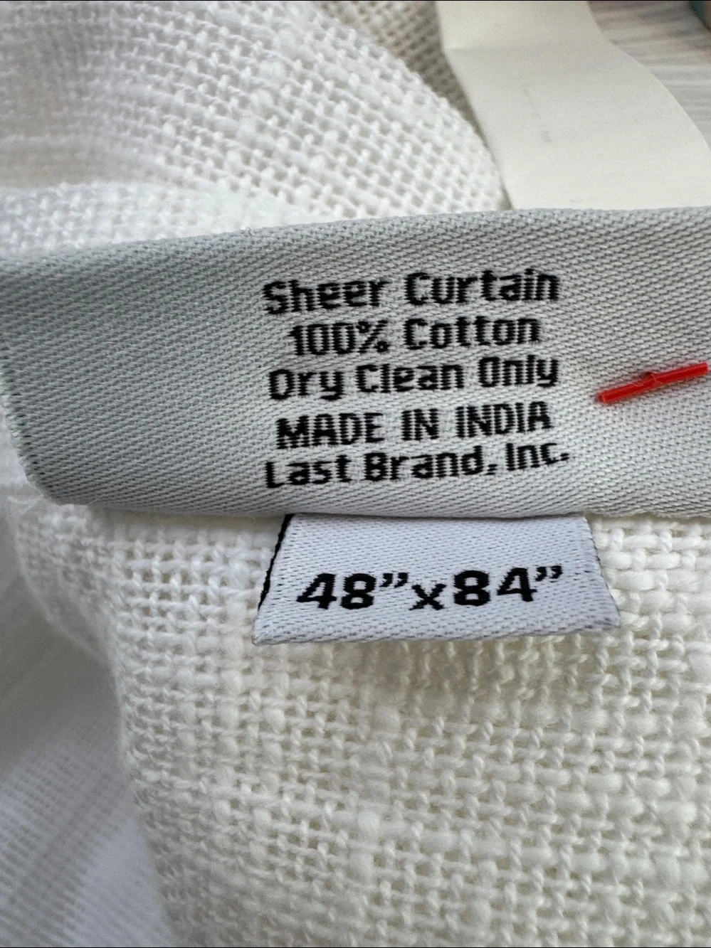 Quince Cotton Sheer Curtain Set of 2 White 48 x 84 New